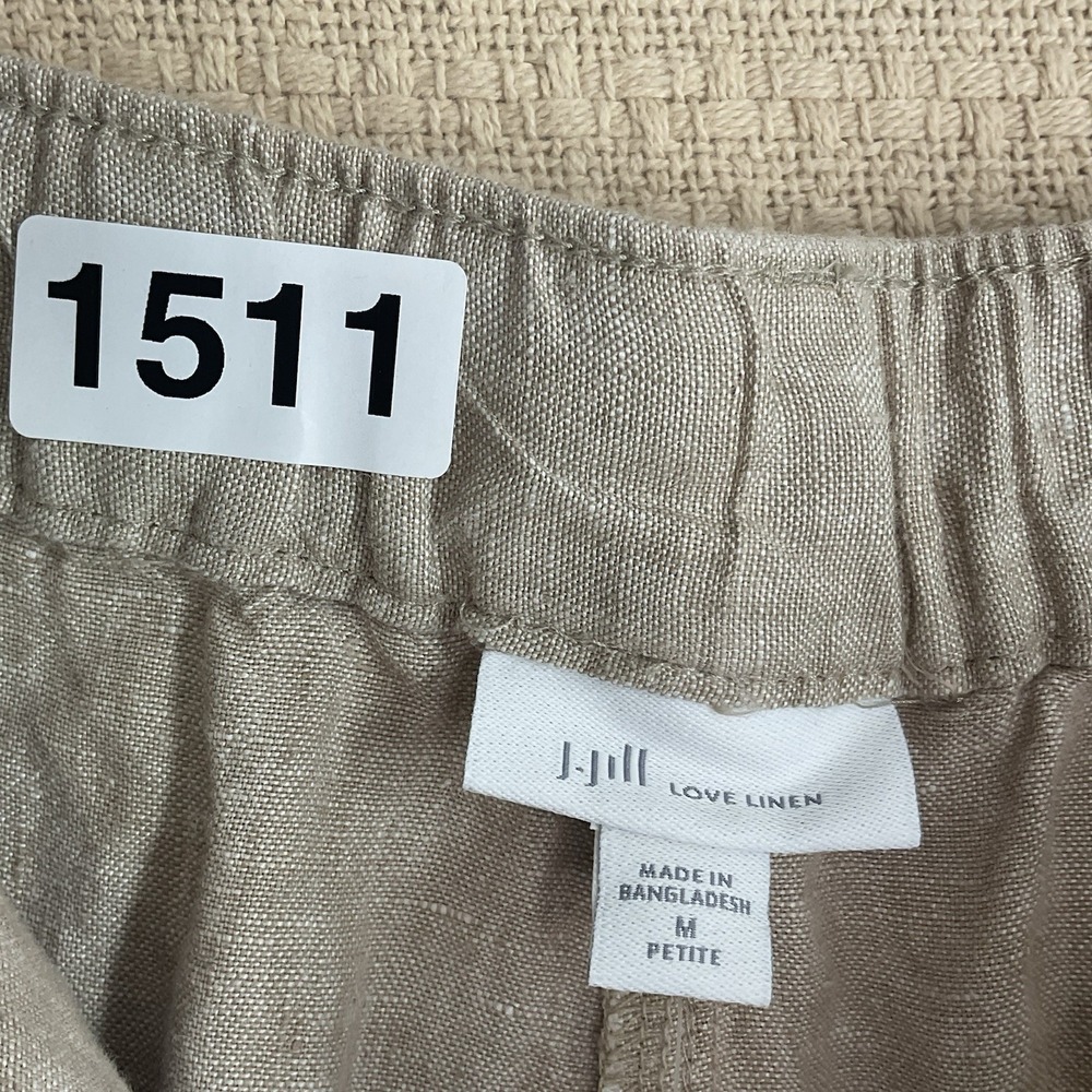 J Jill Love Linen Pants Medium P Wide Leg Light Gray 100% Linen Resort Coastal - Picture 3 of 14